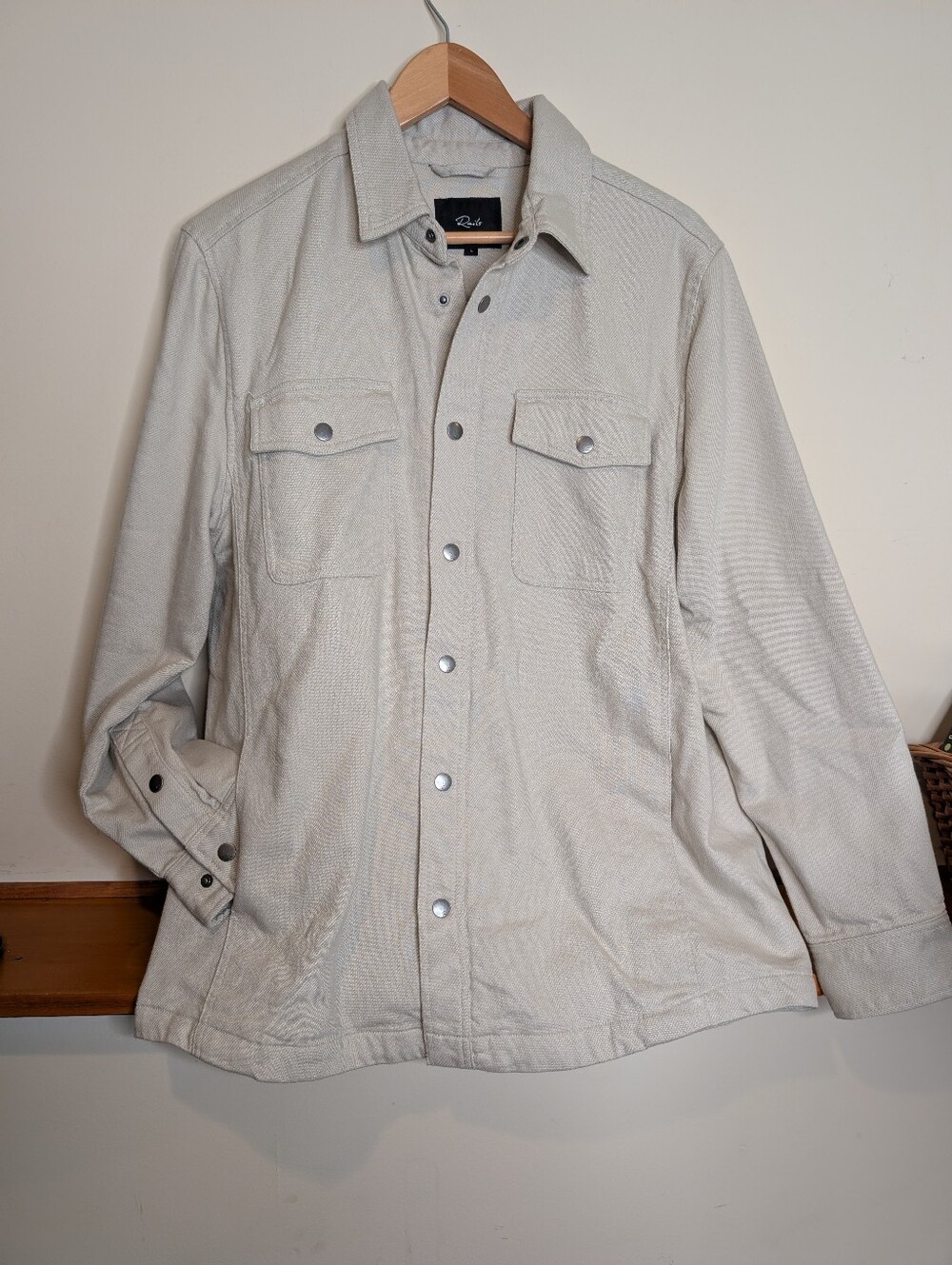 Rails Men's Light Cream Snap-Front Shirt Jacket Size Large